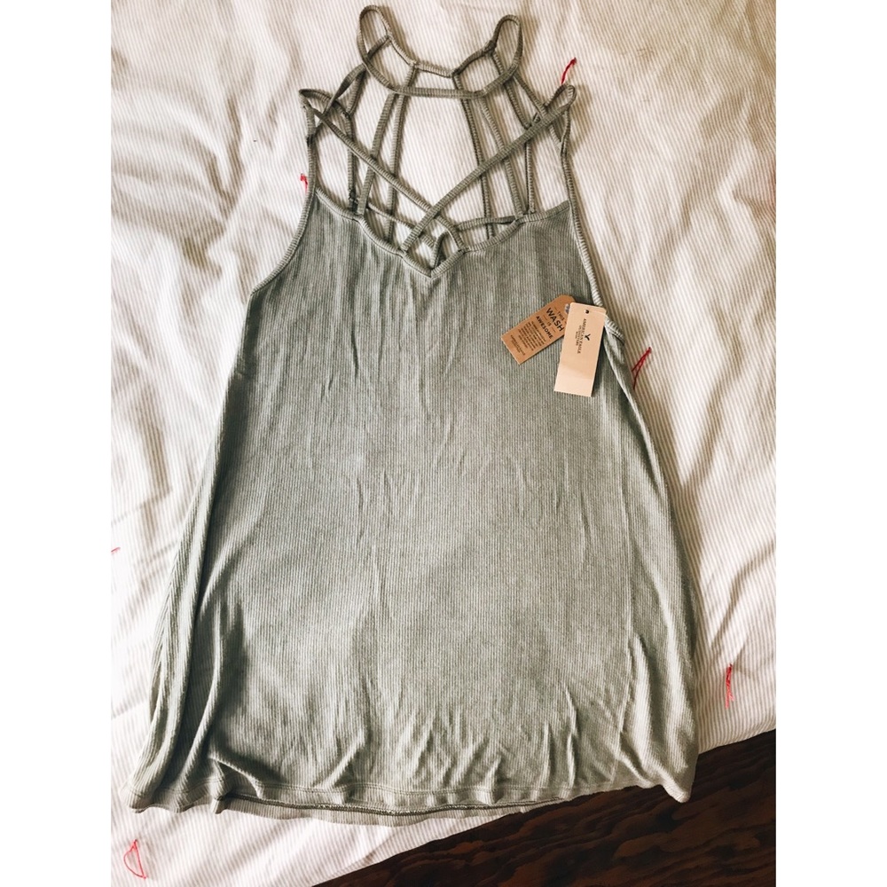 American Eagle grey-green strappy tank